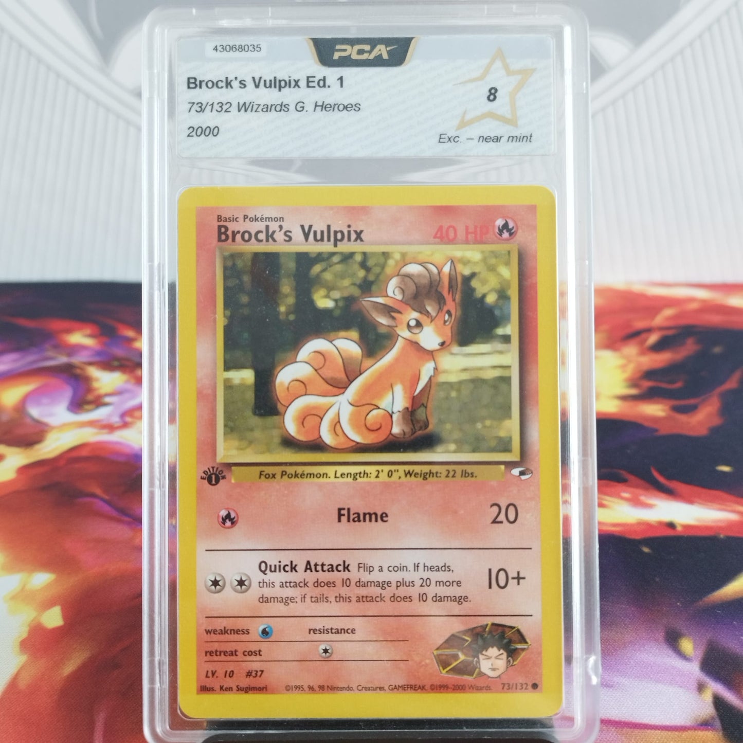 Graded Brock's Vulpix 1st Edition PCA 8