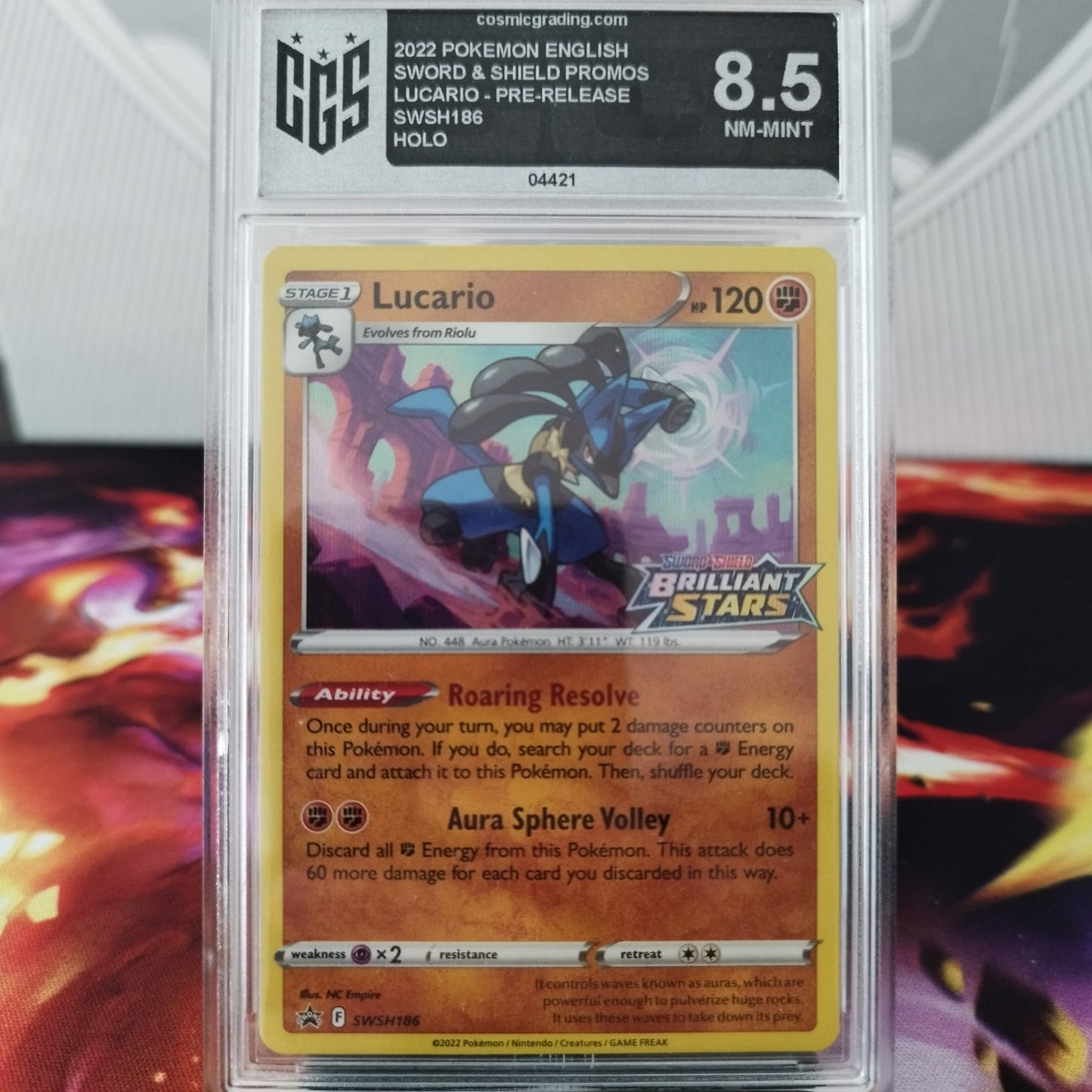 Graded Lucario Brilliant Stars Stamp 8.5