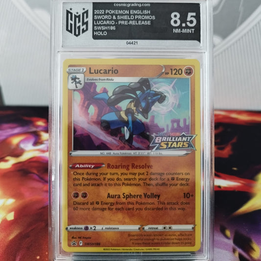 Graded Lucario Brilliant Stars Stamp 8.5